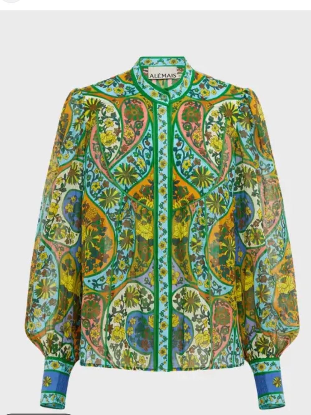 Alemais Multicolor Paisley Floral Print Silk Blouse
